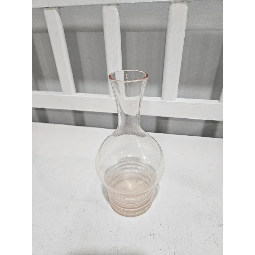 Vintage Pink Depression Glass Beehive Bedside Night Tumble Up Carafe Vase